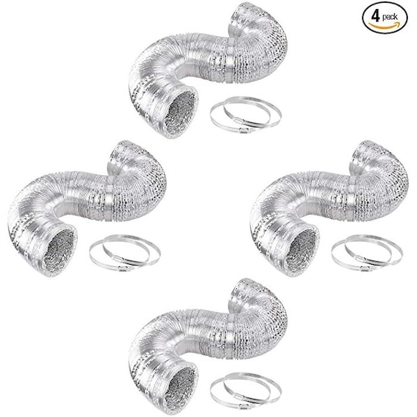 Ipower 12 inch ducting 25 feet long + pair of clams, 4 pack GLDUCT12X25CX4 - main